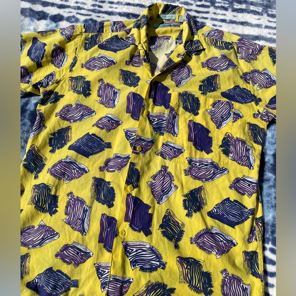 Vintage 90s Basic Elements Button Down funky Shirt Medium on trend oversized fit - Picture 8 of 9